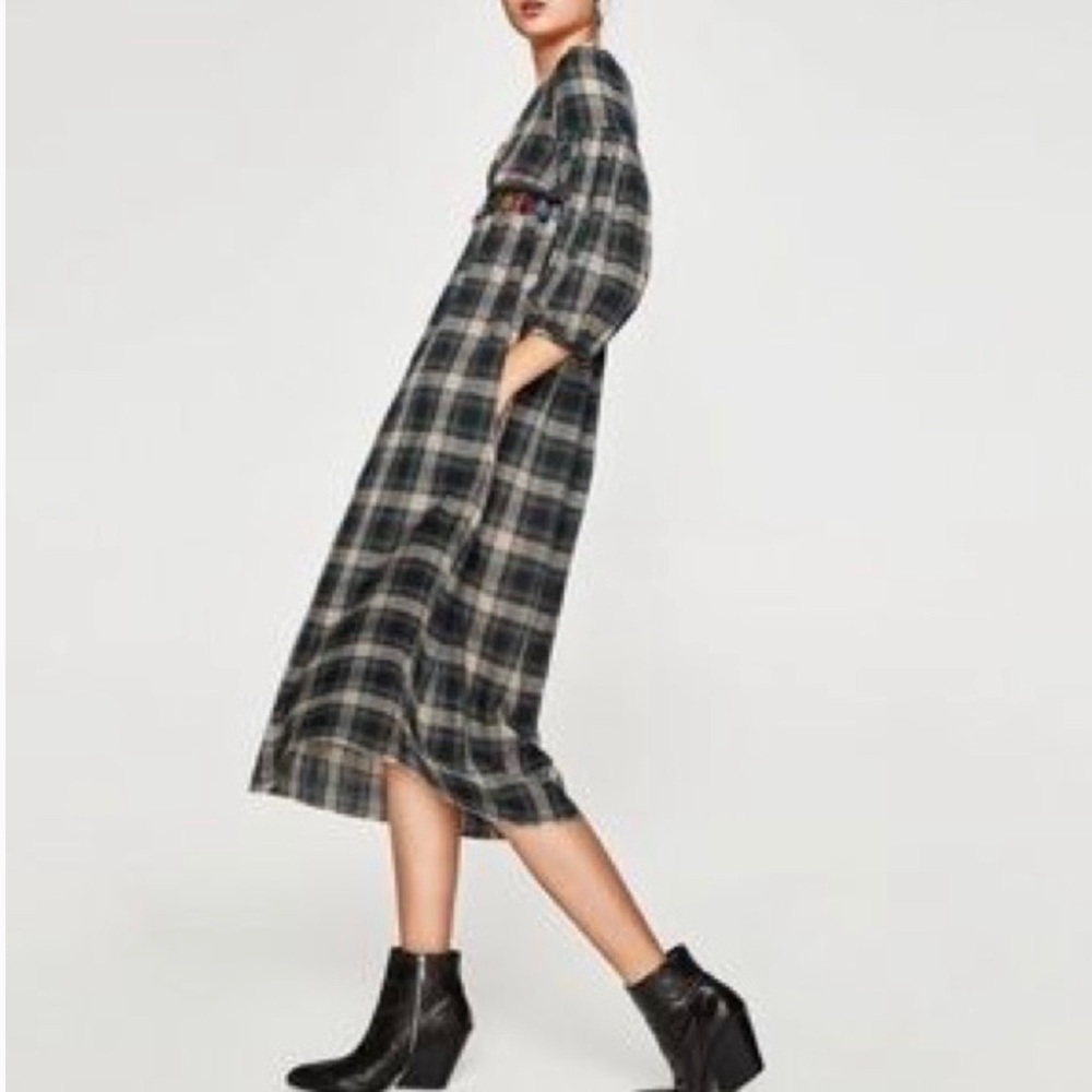 BOGO50 off Zara check dress with tassel detail